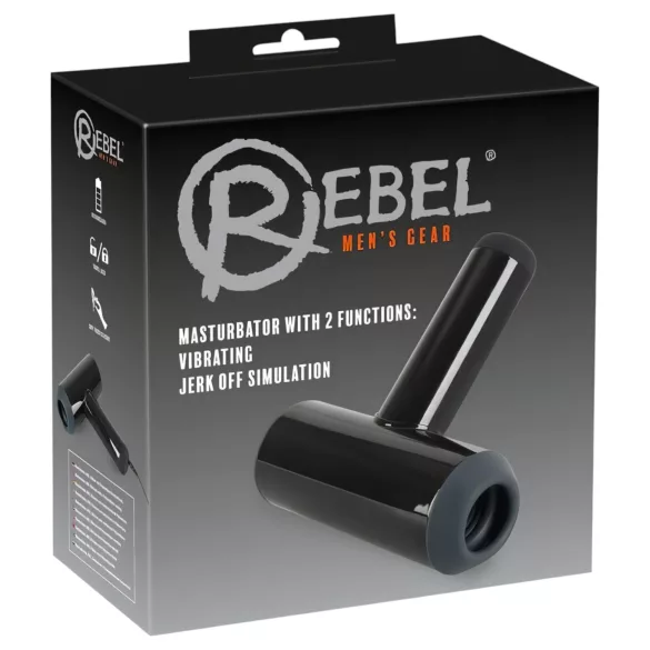 Rebel - masturbator med op/ned bevægelse og vibration - opladelig - sort