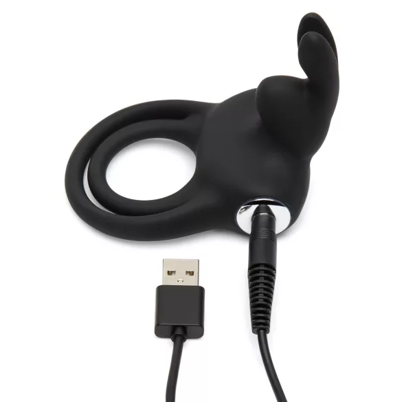 Happyrabbit - penisring med vibrator og kuglerem - vandtæt, genopladelig, sort