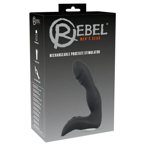Rebel - genopladelig prostata vibrator med penisform (sort)
