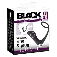Black Velvets - analvibrator med penisring - sort