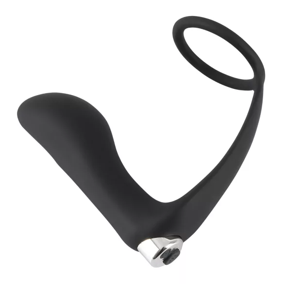 Black Velvets - analvibrator med penisring - sort