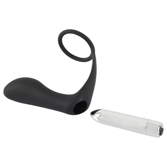Black Velvets - analvibrator med penisring - sort