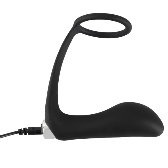 Black Velvets - analvibrator med penisring - sort