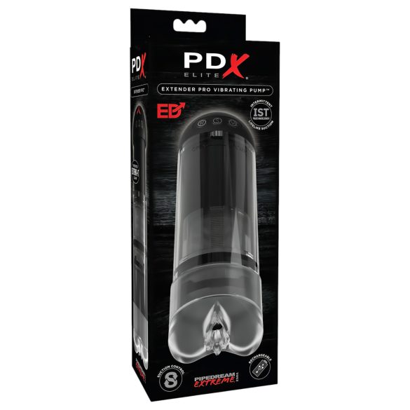 PDX Elite Extender Pro - Genopladelig Suge-Vibrations Fleshlight (Sort)