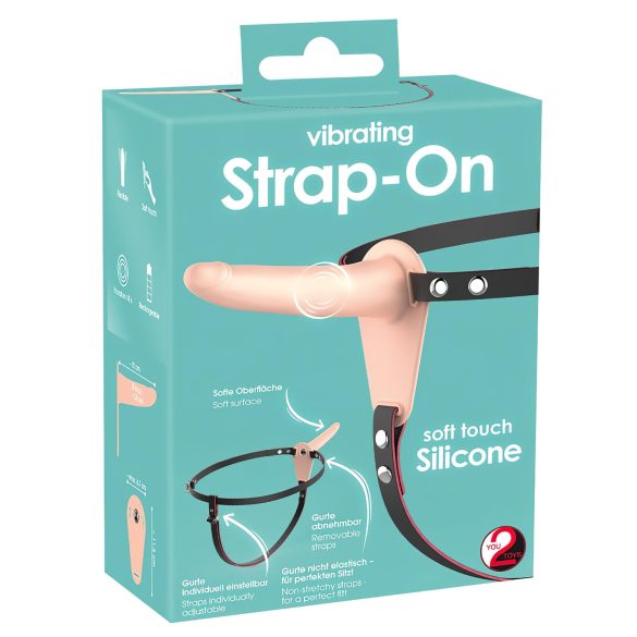 You2Toys - Strap-On - genopladelig, justerbar vibrator (natur)