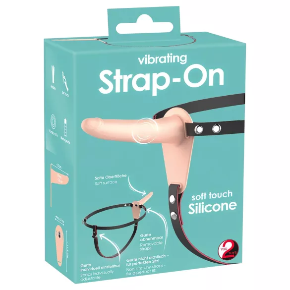 You2Toys - strap-on vibrator med rem - opladelig - natur
