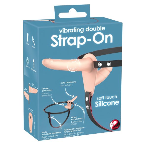 You2Toys - Dobbelt Strap-On Vibrator (Natur)