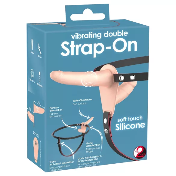 You2Toys - Strap-On - påspændelig dobbelt vibrator (hudfarvet)