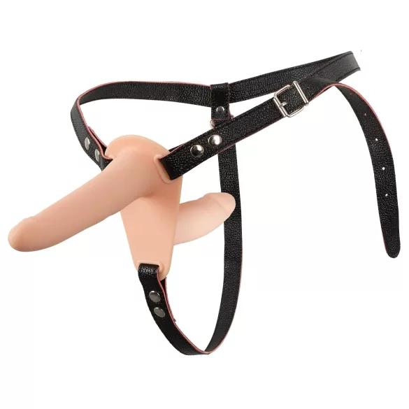 You2Toys - Strap-On - påspændelig dobbelt vibrator (hudfarvet)