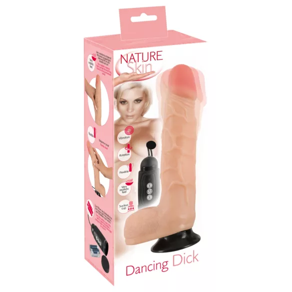 Nature Skin - realistisk vibrator med roterende dildo - hudfarvet