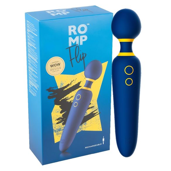 ROMP Flip Wand - genopladelig, vandtæt massagestav (blå)