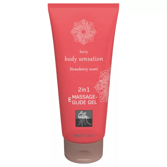HOT - Shiatsu 2-i-1 jordbærduft - massage- og glidecreme - jordbær (200 ml)