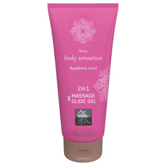 Shiatsu 2-i-1 hindbærduft - massage glidecreme - hindbær (200ml)