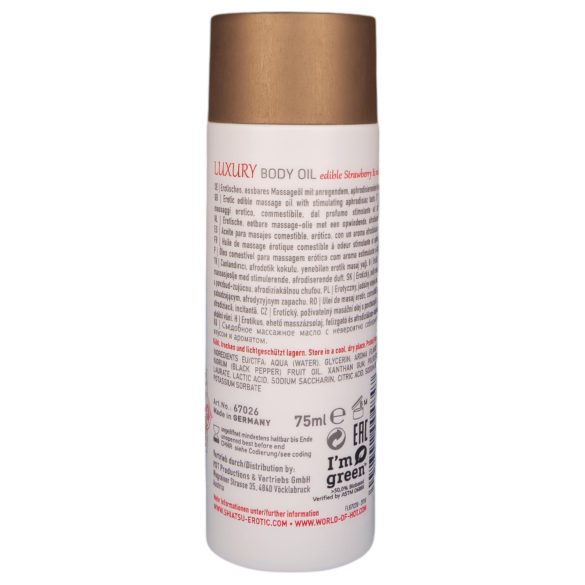 Shiatsu Luxury - spiselig massageolie - jordbær-rød peber - 75ml