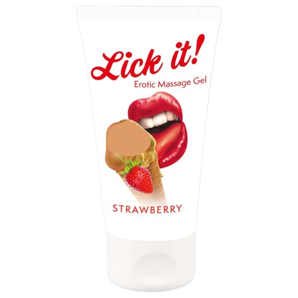 Lick it! - Spiselig 2-i-1 glidecreme - Jordbær (50ml)
