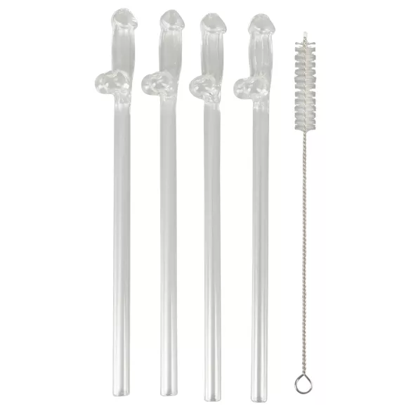Straw Willy - penisdrikkesugerør - gennemsigtig plast - 4 stk