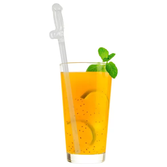 Straw Willy - penisdrikkesugerør - gennemsigtig plast - 4 stk