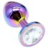Sunfo - Metal Anal Plug med Hvid Sten (Regnbue)