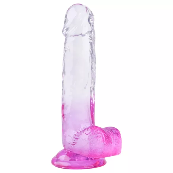 Sunfo - dildo med sugekop og testikler - 22cm - gennemsigtig lilla