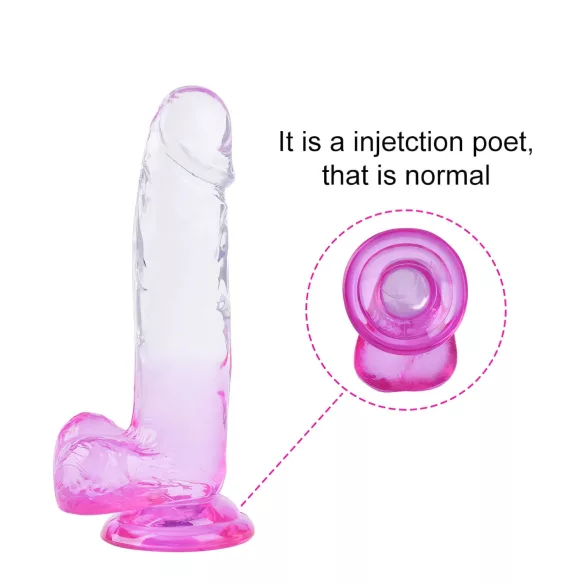 Sunfo - dildo med sugekop og testikler - 22cm - gennemsigtig lilla