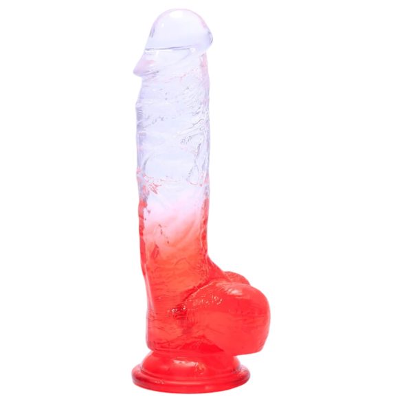 Sunfo - sugekop-, testikeldildo - 21cm (klar-rød)