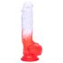 Sunfo - sugekop-, testikeldildo - 21cm (klar-rød)