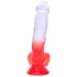 Sunfo - dildo med sugekop og testikler - 21cm - gennemsigtig rød