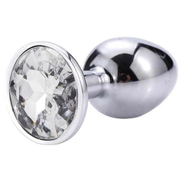 Sunfo - metal anal plug med hvid sten (sølv)