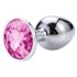 Sunfo - metal anal plug with pink stone (sølv)