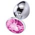 Sunfo - metal anal plug with pink stone (sølv)