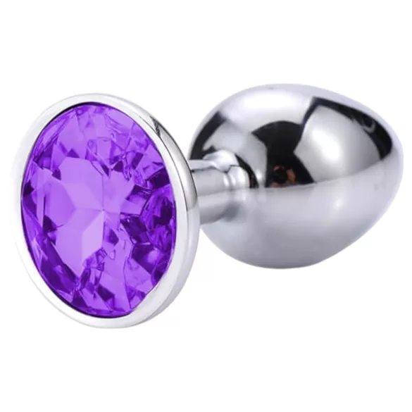 Sunfo - metal analplug - lilla sten - sølv