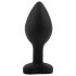 Sunfo - silikone anal plug m. hjerteformet sten (sort-hvid)