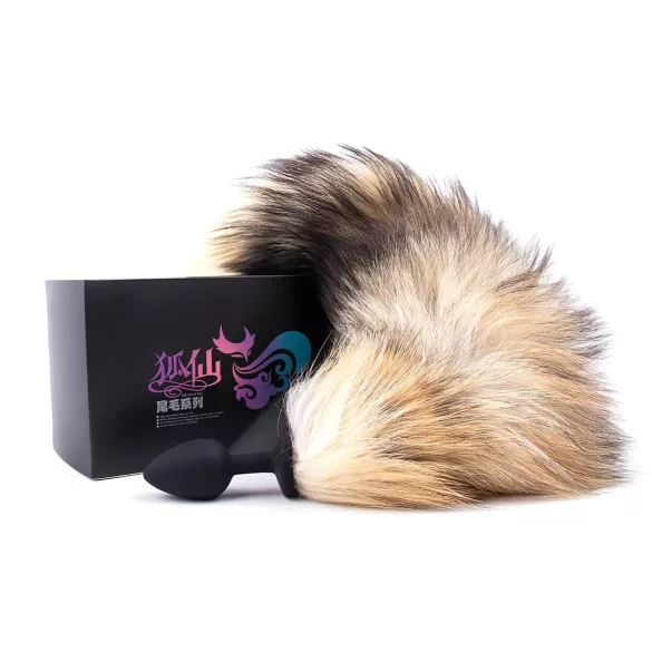 Sunfo - analplug med rævehale - silikone - sort/rød