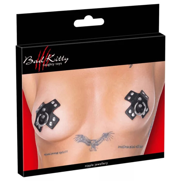 Bad Kitty - brystvortepiercing stickers - sort
