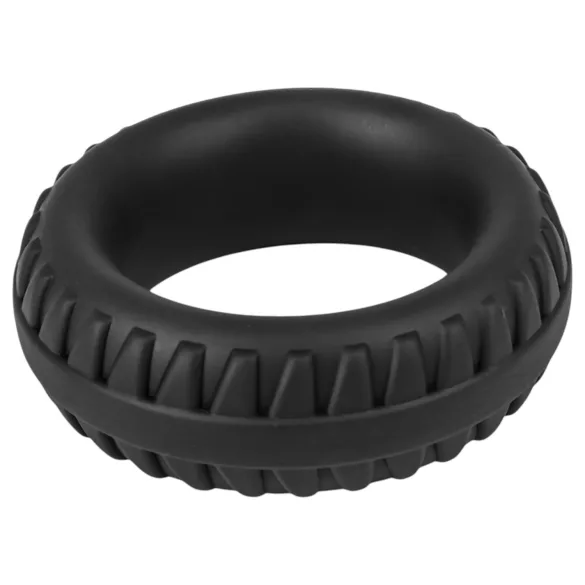 Pulselock Forge - silikonepenisring med dækmønster (sort) - 35 mm