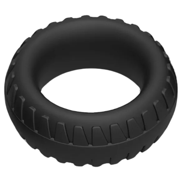 Pulselock Forge - silikonepenisring med dækmønster (sort) - 30 mm