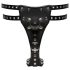 ZADO - Læder harness med 2 indvendige dildoer (sort) - L/XL