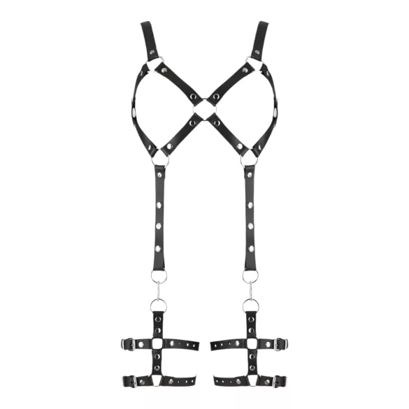 ZADO - læder harness body - justerbar - sort - L/XL