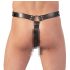 ZADO - fræk læder g-streng med dildo og 3 penisringe - L/XL