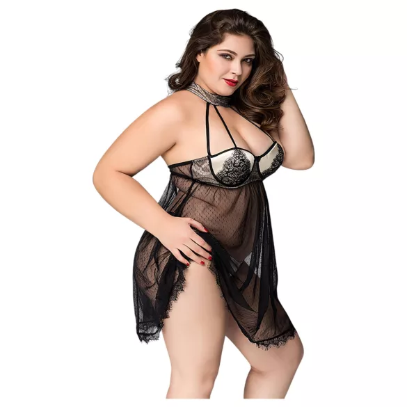 JSY 066 - sort babydoll-sæt (XL-2XL)