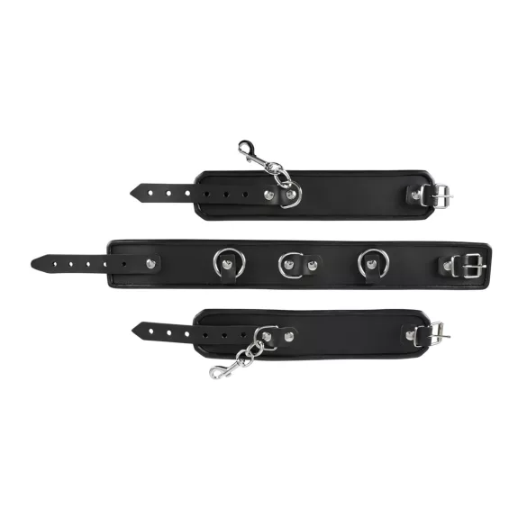 ZADO - halsbånd med håndjern - læder - sort