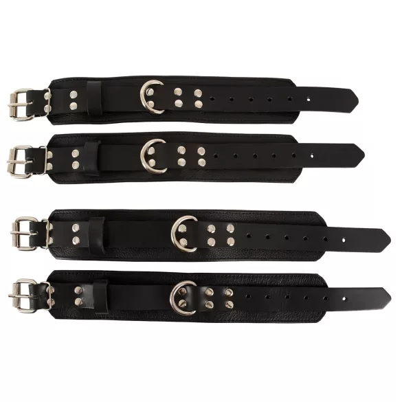 ZADO - bondage sæt til seng - ægte læder - sort