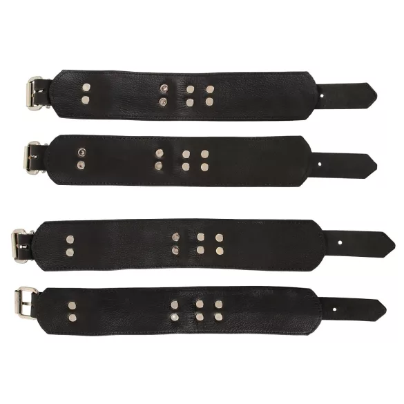 ZADO - bondage sæt til seng - ægte læder - sort