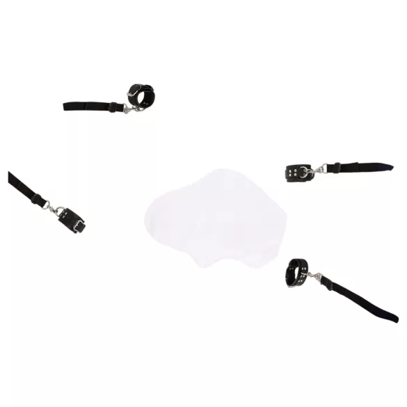 ZADO - bondage sæt til seng - ægte læder - sort