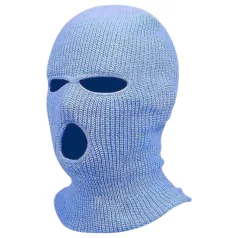Balaclava - strikket blowjobmaske - 3 åbninger - blå