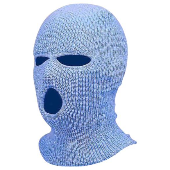 Strikket balaclava maske med tre åbninger (blå)