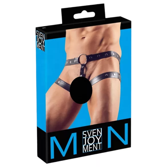 Svenjoyment - harness med penisring - justerbar - sort - M/L
