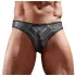Skinnende - herretrusse - transparent indsats - sort - M
