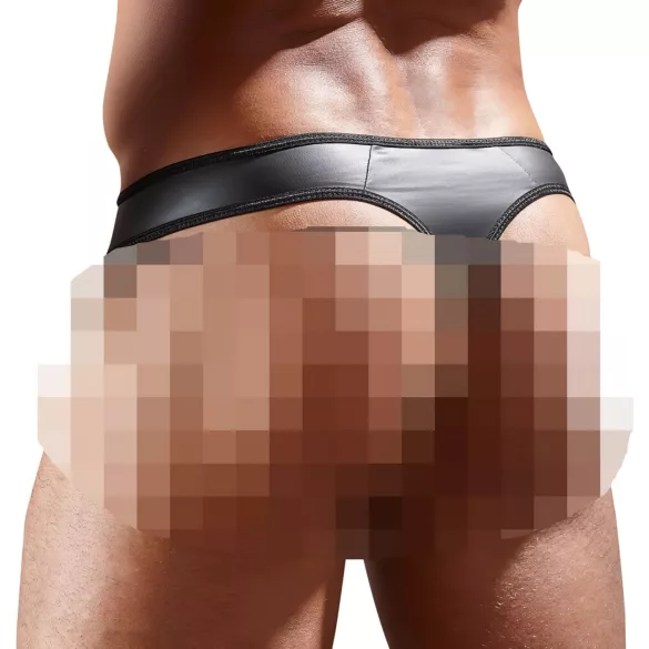 Skinnende - herretrusse - transparent indsats - sort - M