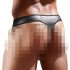 Skinnende herretanga med gennemsigtig indlæg (sort) - XL